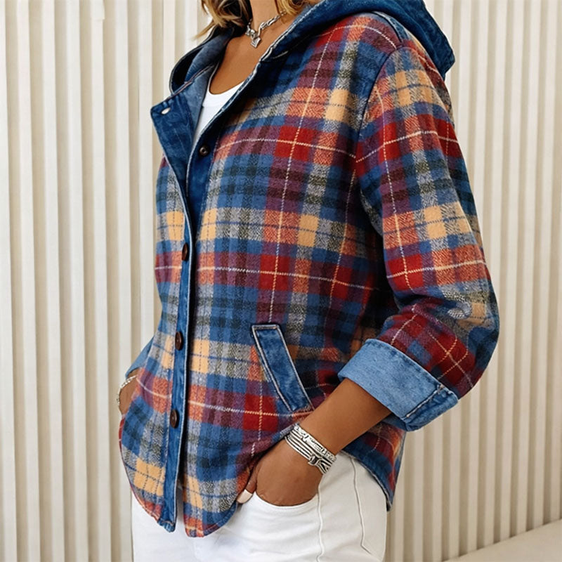 Valentina | Hooded Plaid Light Jacket - ginlerie 3
