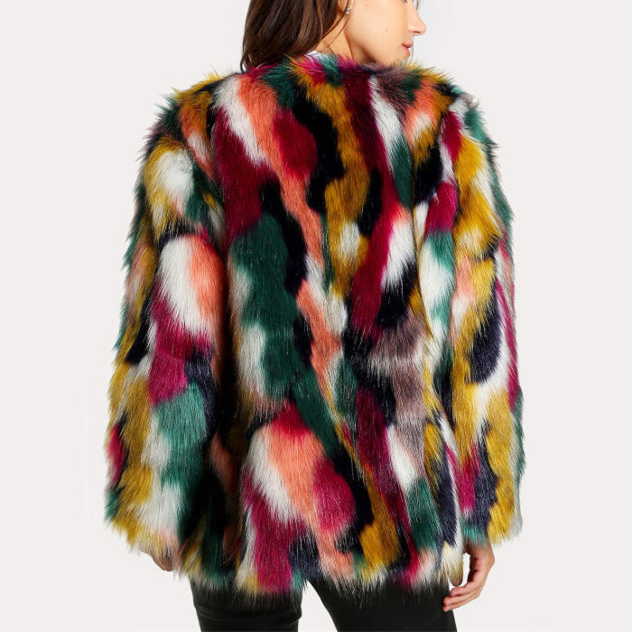 Valentina | Multi-Colored Faux Fur Coat - ginlerie 1