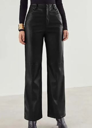 Victoria | Slim Fit Black Leather Trousers - ginlerie 5