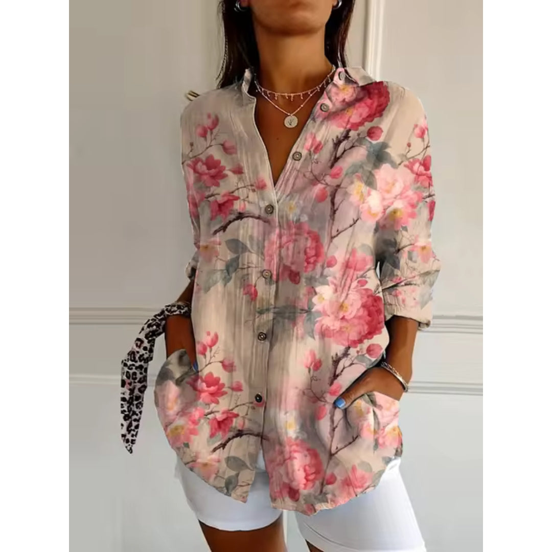 Women's Blouse Floral Print Size M Cotton 0