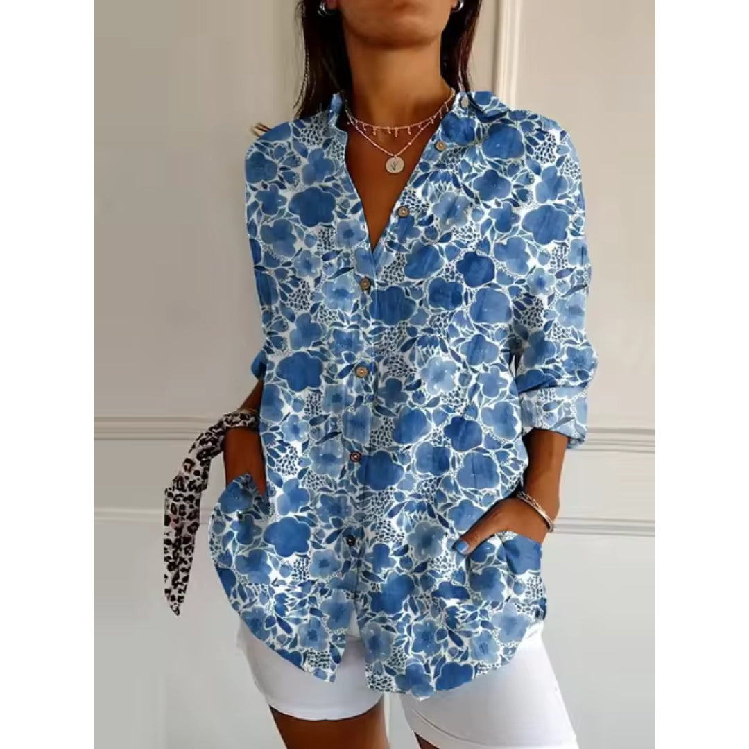 Women's Blouse Floral Print Size M Cotton 1