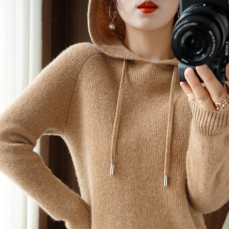 Women's Hoodie Beige Size M Cashmere 2