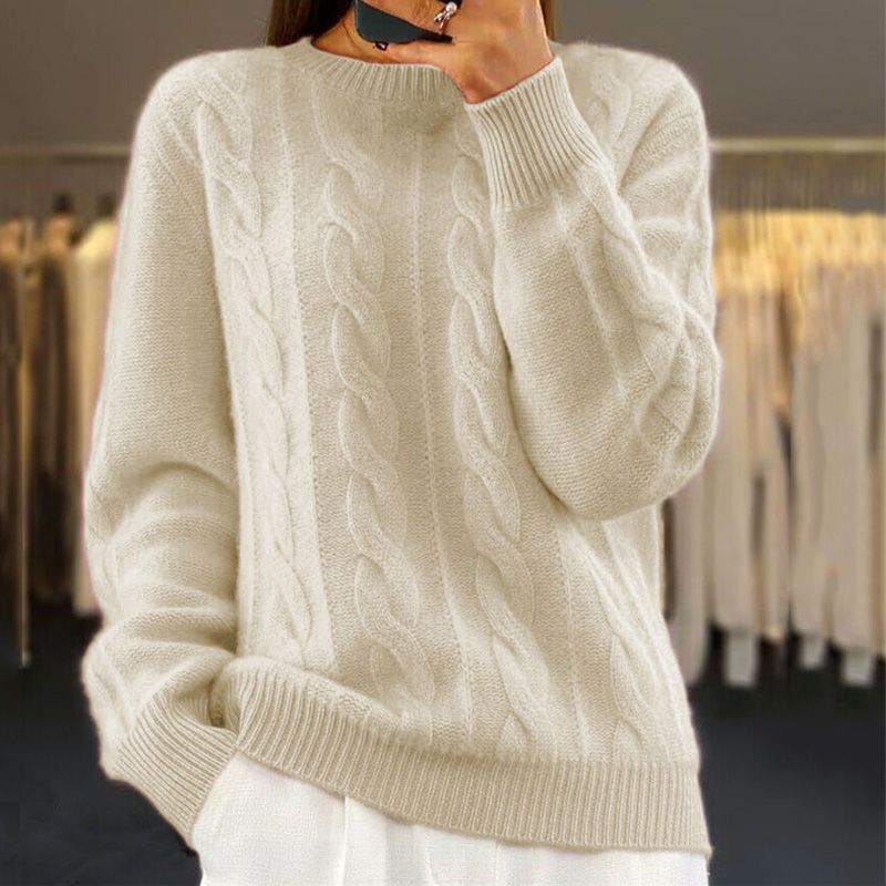 Women's Knitted Jumper Beige Size S-L Wool 0