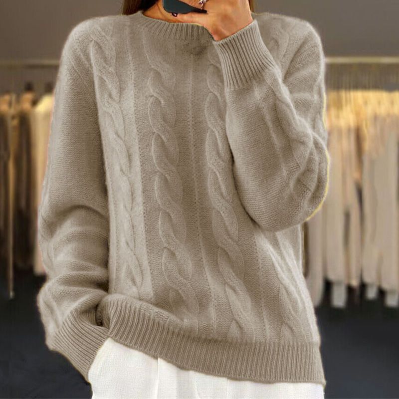 Women's Knitted Jumper Beige Size S-L Wool 1