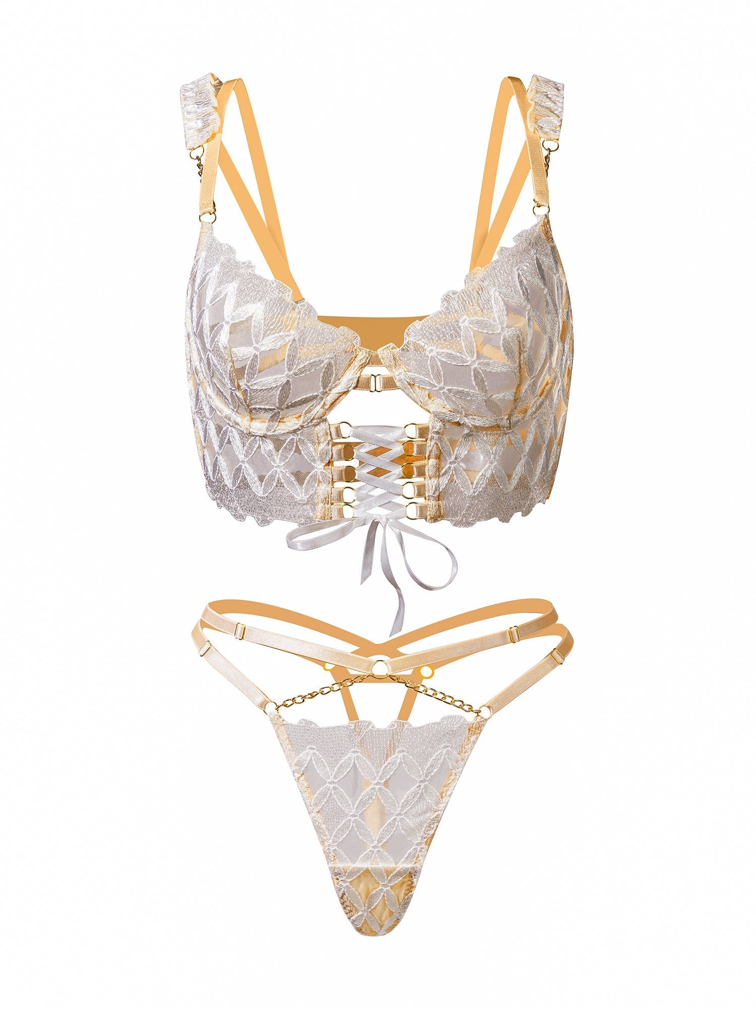 Delicate White Embroidery Lingerie Set - ginlerie