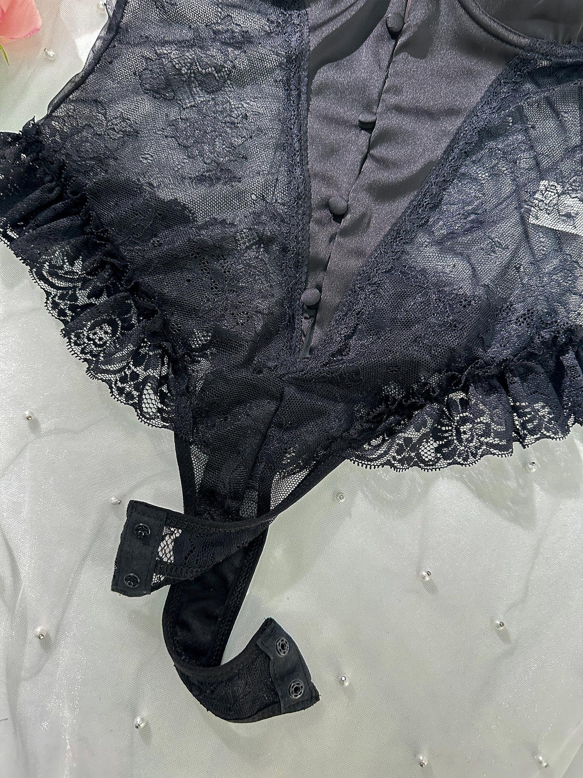 Black Sexy Lace Bodysuit - ginlerie