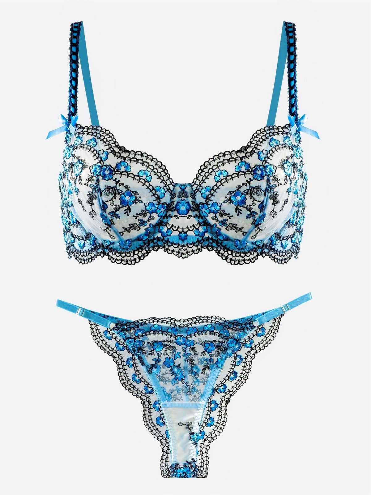 Blossom Delights Embroidery Lingerie Set - ginlerie